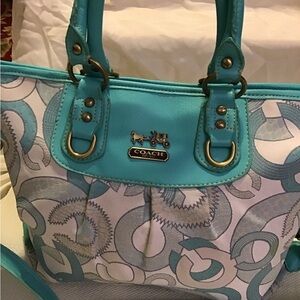 Coach Blue and White Satchel
